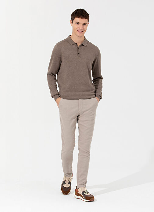 Pierre Cardin Normal Bel Normal Paça Slim Fit Bej Erkek Pantolon MODY