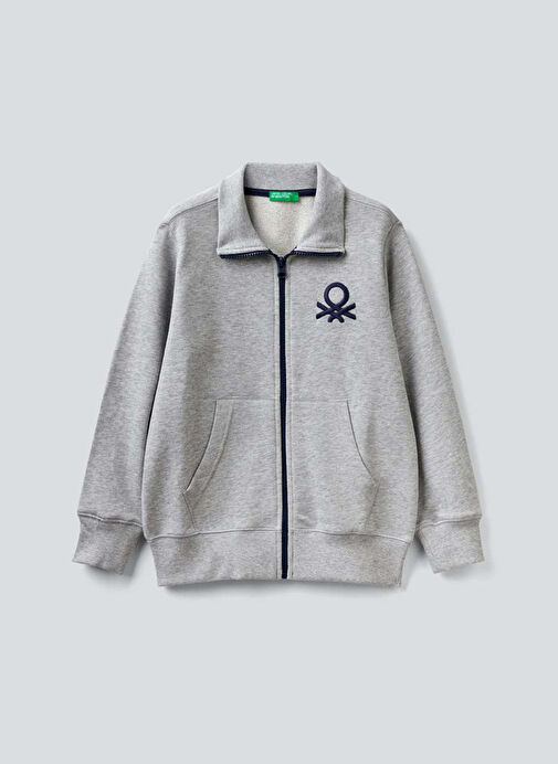 Benetton Erkek Çocuk Gri Melanj Sweatshırt 3J68C501B 501