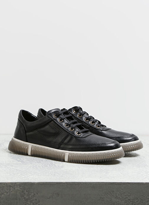 F By Fabrika Siyah Erkek Deri Sneaker YORKE - Görsel 3