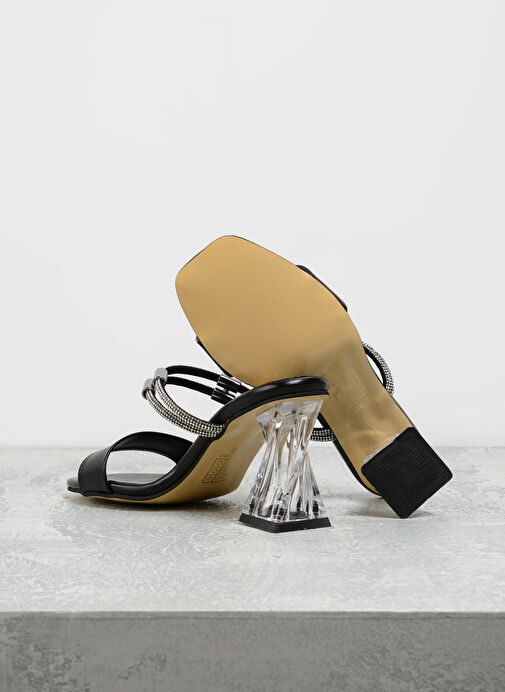 F By Fabrika Siyah Kadın Topuklu Sandalet HEAL - Görsel 5