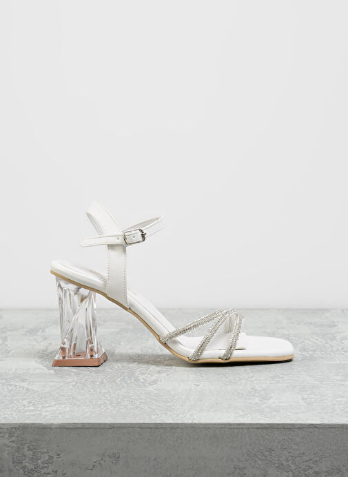 F By Fabrika Beyaz Kadın Topuklu Ayakkabı HERKABE - Görsel 2