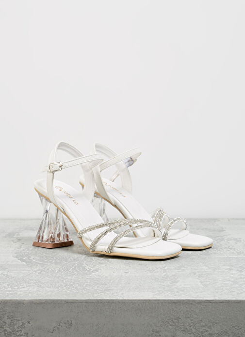 F By Fabrika Beyaz Kadın Topuklu Ayakkabı HERKABE - Görsel 3