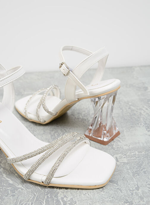 F By Fabrika Beyaz Kadın Topuklu Ayakkabı HERKABE - Görsel 6