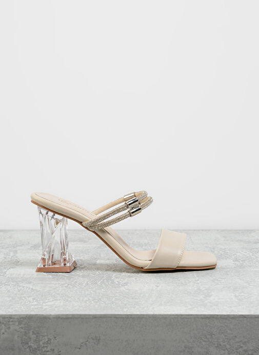 F By Fabrika Bej Kadın Topuklu Sandalet HEAL - Görsel 2