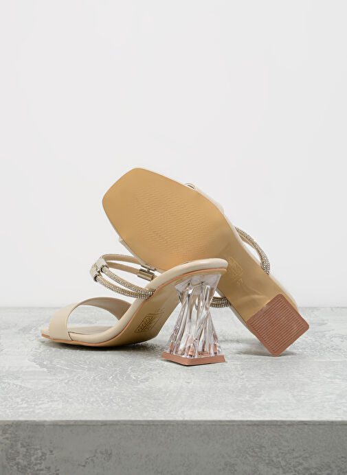 F By Fabrika Bej Kadın Topuklu Sandalet HEAL - Görsel 5