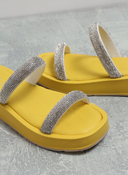 Fabrika Sarı Kadın Terlik CARRON - Görsel 6