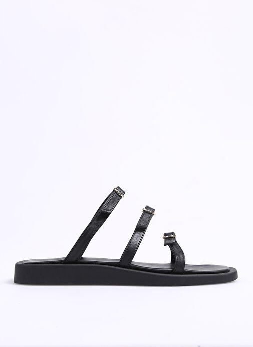Fabrika Siyah Kadın Deri Sandalet TAIRE - Görsel 2