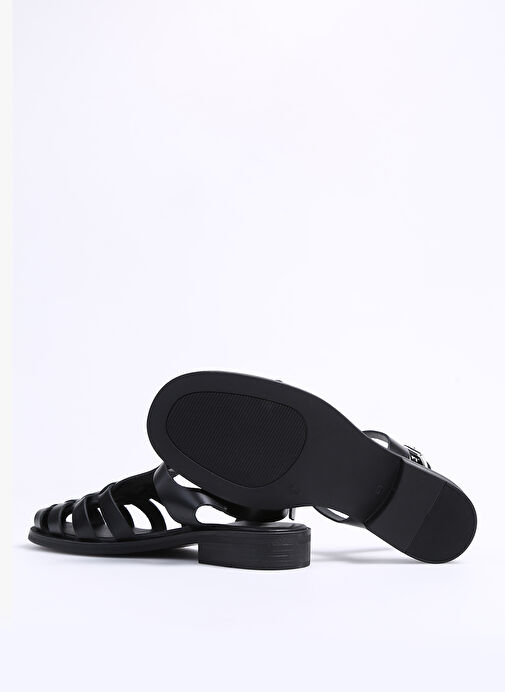 Fabrika Siyah Kadın Deri Sandalet TIRESIR - Görsel 5