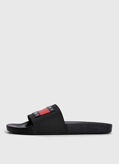 Tommy Hilfiger Siyah-Beyaz-Kırmızı Erkek Plaj Terliği TOMMY JEANS POOL SLIDE ESS - Görsel 4