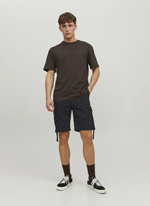 Jack & Jones Dar Siyah Erkek Şort JPSTMARLEY JJCARGO SHORTS ANA SN