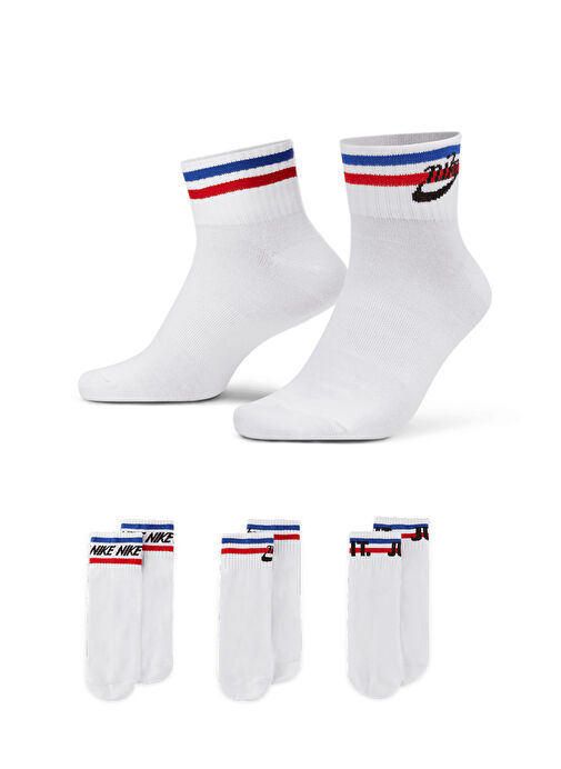 Nike Unisex Beyaz Çorap DX5080-100 Ankle Socks (3 Pairs)