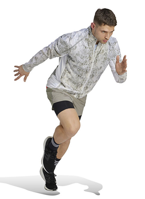 adidas IC7597 MARATHON JACKET Beyaz Erkek Dik Yaka  Normal Kalıp Ceket