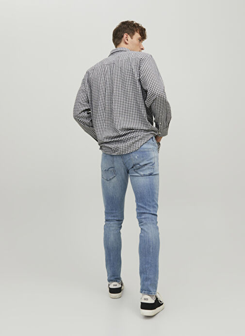 Jack & Jones 12229202_JJIGLENN JJBLAIR GE 202 NO Mavi Erkek Düşük Bel Slim Fit  Denim Pantolon