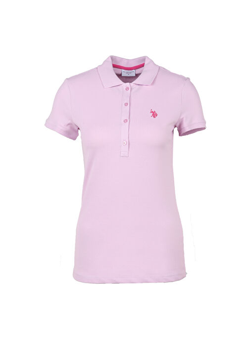 U.S. Polo Assn. Polo Yaka Düz Koyu Pembe Kadın T-Shirt GTP-IY23