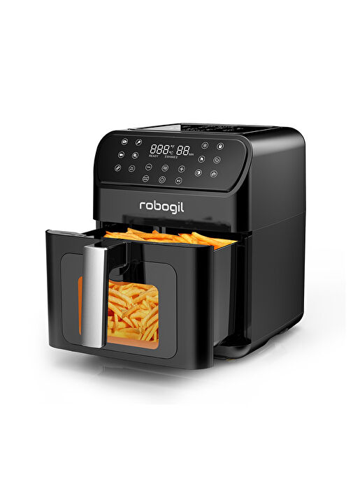 Robogil AF-19D Airfryer XXL 6,5Lt Cam Kapaklı Halojen Lambalı Sıcak Hava Fritözü