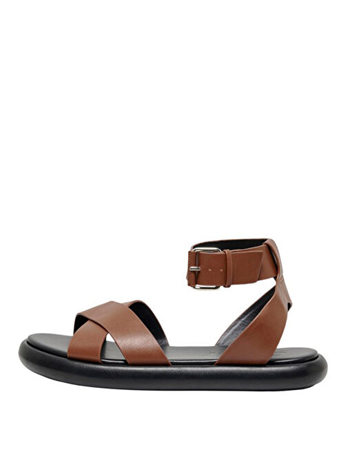 Only Kahverengi Kadın Deri Sandalet 15288148 - Görsel 2