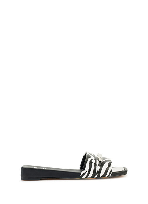 Dkny Siyah-Beyaz Kadın Deri Terlik K4261729005 - Görsel 2