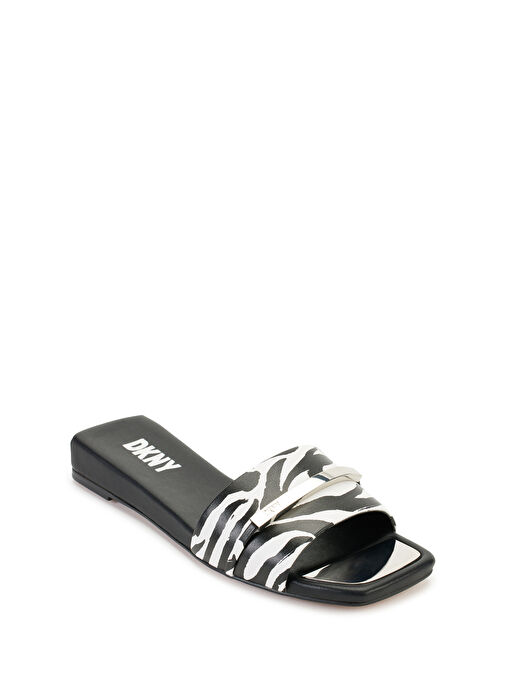 Dkny Siyah-Beyaz Kadın Deri Terlik K4261729005 - Görsel 3