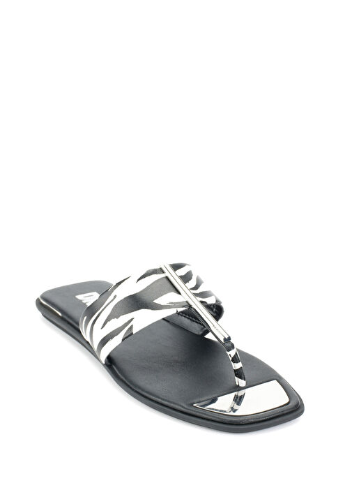 Dkny Siyah-Beyaz Kadın Deri Terlik K4256131005 - Görsel 3