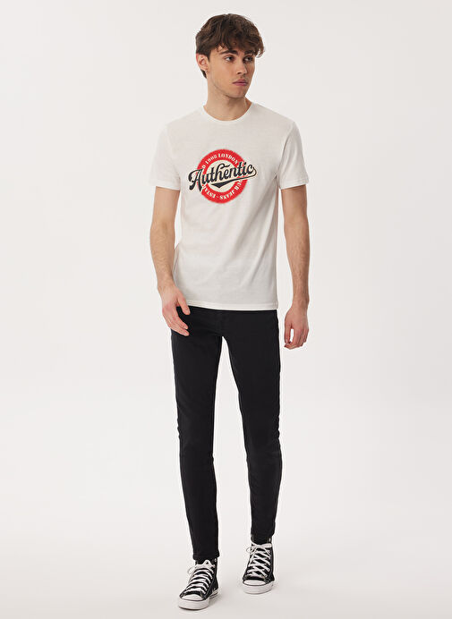 Lee Cooper Beyaz Erkek Bisiklet Yaka Regular Fit T-Shirt 232 LCM 242019 AUTHEN