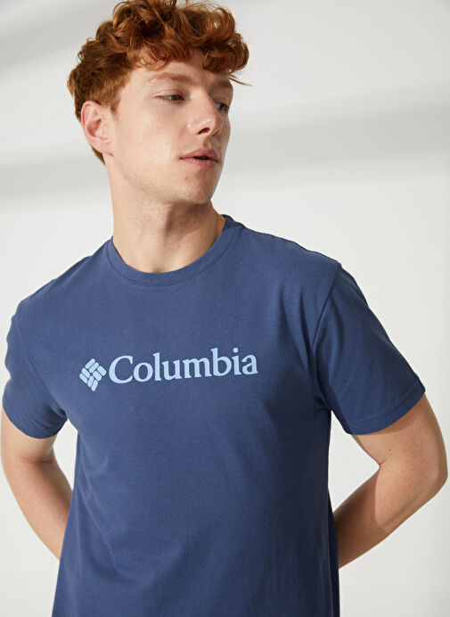 Columbia Mavi Erkek O Yaka Baskılı T-Shirt 9110141480_CS0287