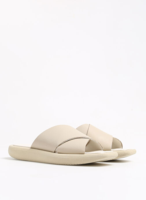 Manijero Bej Kadın Deri Terlik AURORA - Görsel 3