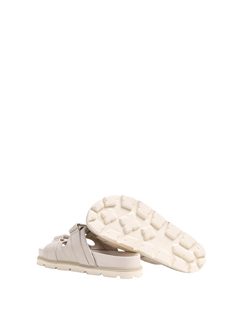 Manijero Bej Kadın Deri Terlik ISABELLA - Görsel 5