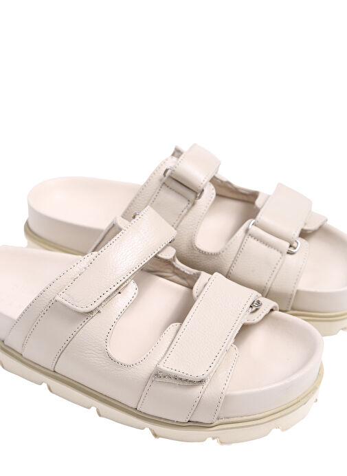 Manijero Bej Kadın Deri Terlik ISABELLA - Görsel 6