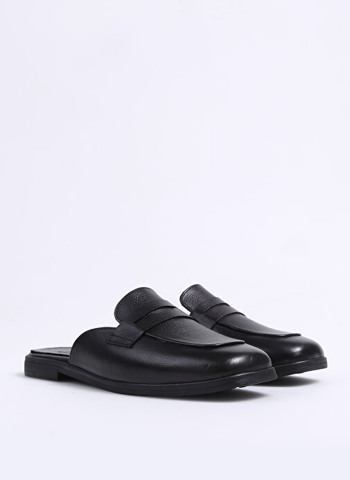 Manijero Siyah Kadın Deri Terlik ALBA - Görsel 3