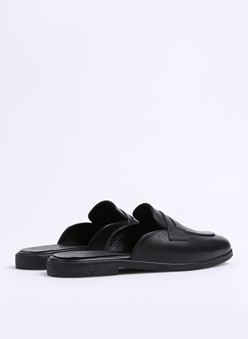 Manijero Siyah Kadın Deri Terlik ALBA - Görsel 4