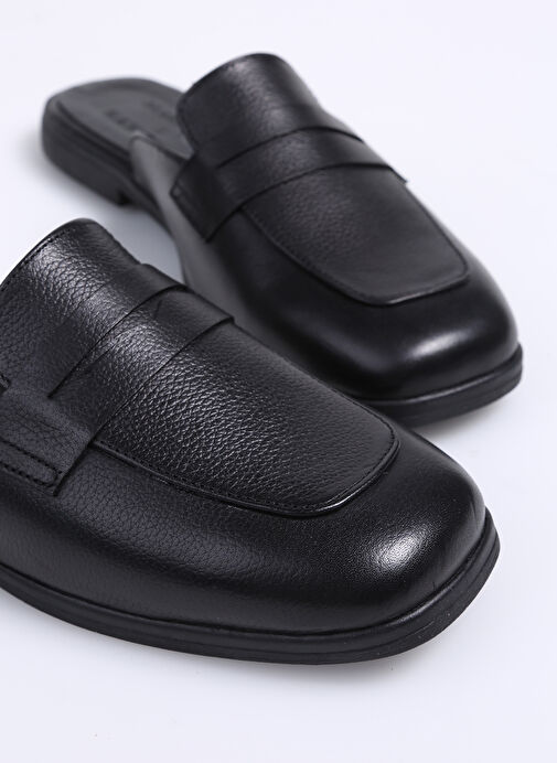 Manijero Siyah Kadın Deri Terlik ALBA - Görsel 6