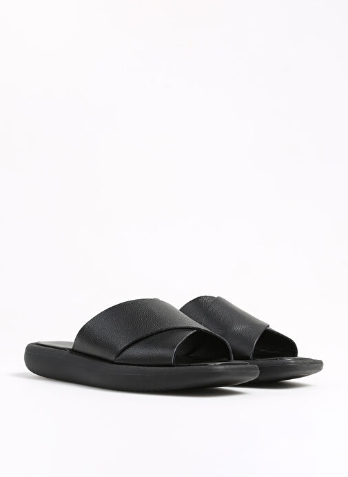 Manijero Siyah Kadın Deri Terlik AURORA - Görsel 3