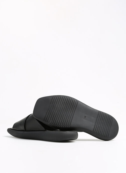 Manijero Siyah Kadın Deri Terlik AURORA - Görsel 5