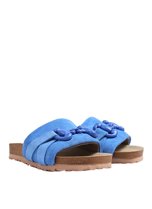 Manijero Mavi Kadın Deri Terlik VALERİA - Görsel 3
