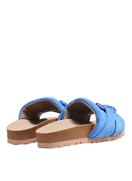 Manijero Mavi Kadın Deri Terlik VALERİA - Görsel 4