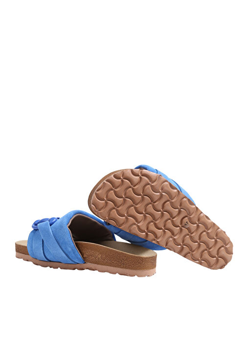 Manijero Mavi Kadın Deri Terlik VALERİA - Görsel 5