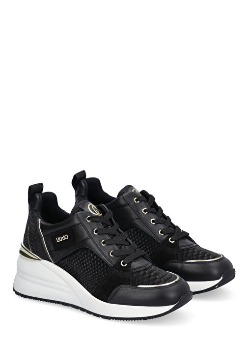 Liu Jo Siyah-Altın Kadın Deri Sneaker BA3043PX33622222 - Görsel 3