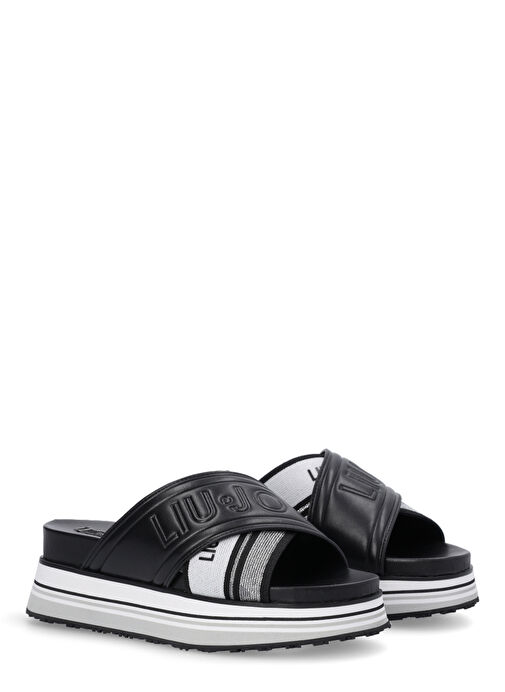 Liu Jo Siyah-Beyaz Kadın Deri Sandalet SA3025TX03922222 - Görsel 2