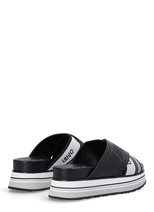 Liu Jo Siyah-Beyaz Kadın Deri Sandalet SA3025TX03922222 - Görsel 4