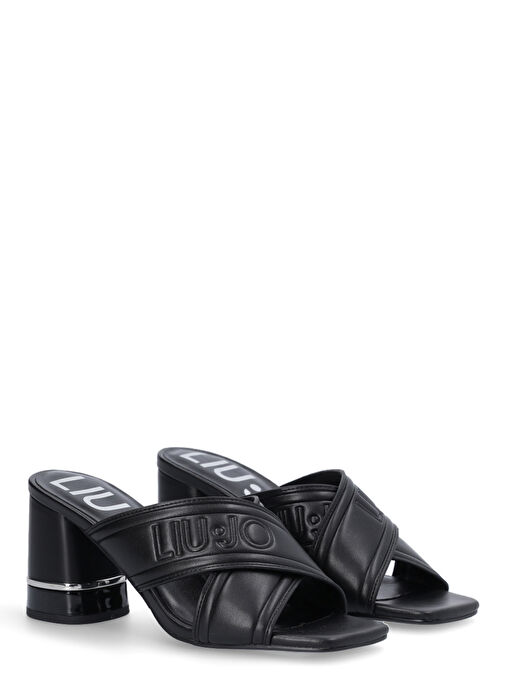 Liu Jo Siyah Kadın Deri Topuklu Terlik SA3033EX01422222 - Görsel 2
