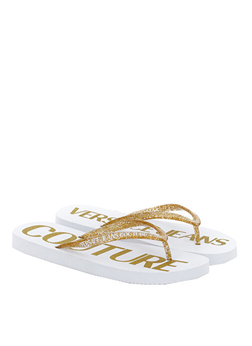 Versace Jeans Couture Beyaz-Altın Kadın Terlik 74VA3SQ7ZS626PX1 - Görsel 2