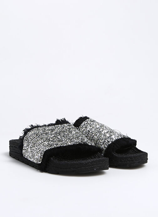 Mi Piace Gümüş - Siyah Kadın Terlik SF-01 - Görsel 3