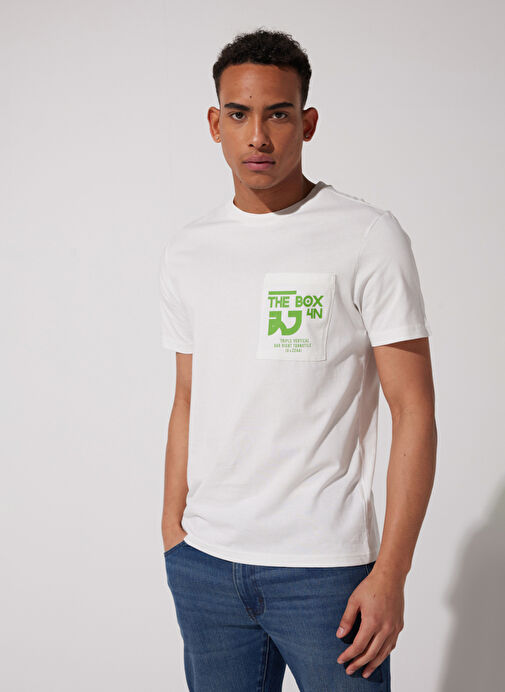 Rıders By Lee Bisiklet Yaka Beyaz Erkek T-Shirt L231727100 Bisiklet Yaka T-shirt