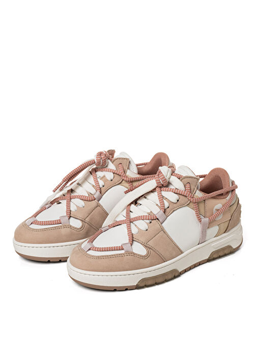 Off Play Beyaz-Pembe Kadın Deri Sneaker XWSORRENTO1NB8075 - Görsel 2
