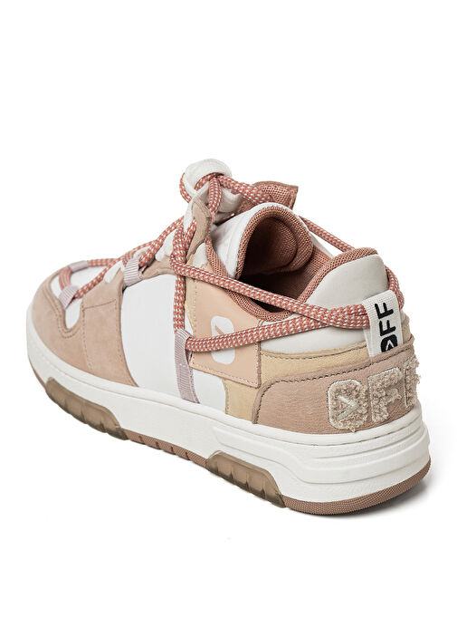 Off Play Beyaz-Pembe Kadın Deri Sneaker XWSORRENTO1NB8075 - Görsel 3