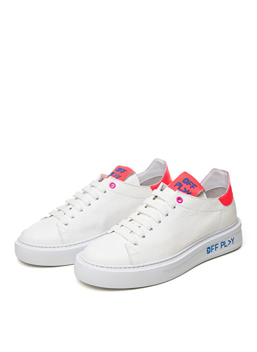 Off Play Beyaz-Pembe Kadın Deri Sneaker XWFIRENZE1CV02GM12 - Görsel 4