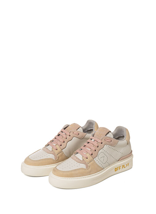 Off Play Beyaz-Pembe Kadın Deri Sneaker XWFIRENZE3NB75LH72 - Görsel 2