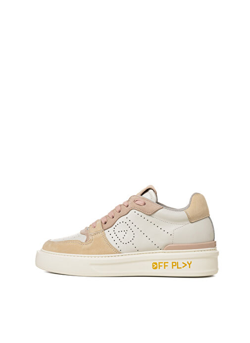 Off Play Beyaz-Pembe Kadın Deri Sneaker XWFIRENZE3NB75LH72 - Görsel 3