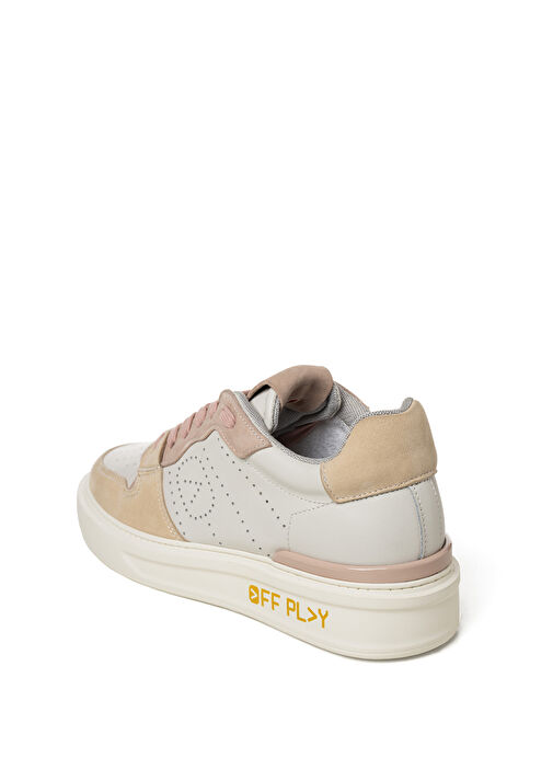 Off Play Beyaz-Pembe Kadın Deri Sneaker XWFIRENZE3NB75LH72 - Görsel 4