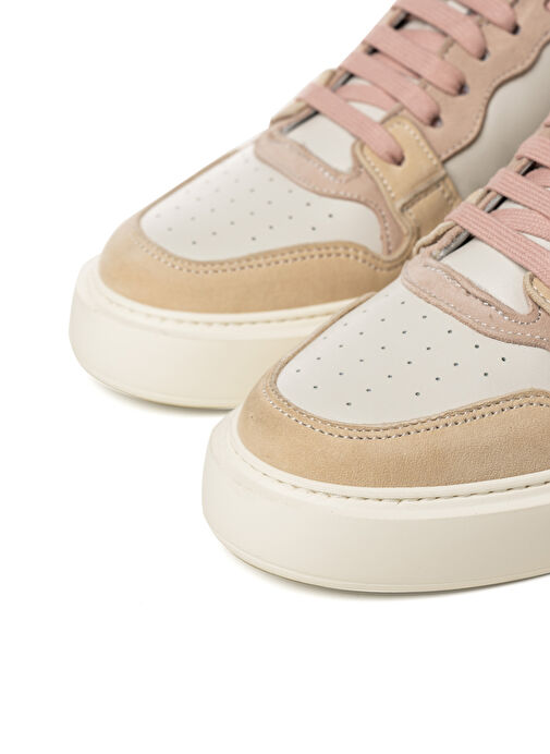 Off Play Beyaz-Pembe Kadın Deri Sneaker XWFIRENZE3NB75LH72 - Görsel 5